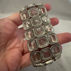 Silver & Clear Geometric Bracelet – Modern Minimalist Jewelry